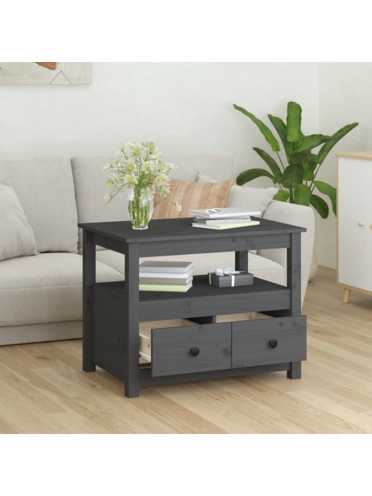 Konferenční stolek šedý 71 x 49 x 55 cm masivní borové dřevo