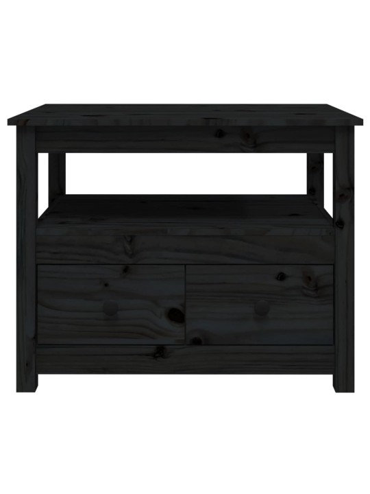 Konferenční stolek černý 71 x 49 x 55 cm masivní borové dřevo