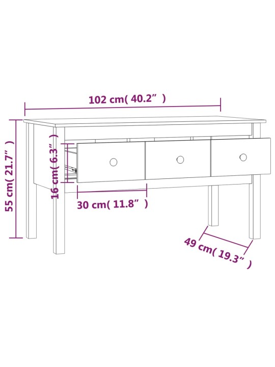 Konferenční stolek 102 x 49 x 55 cm masivní borové dřevo