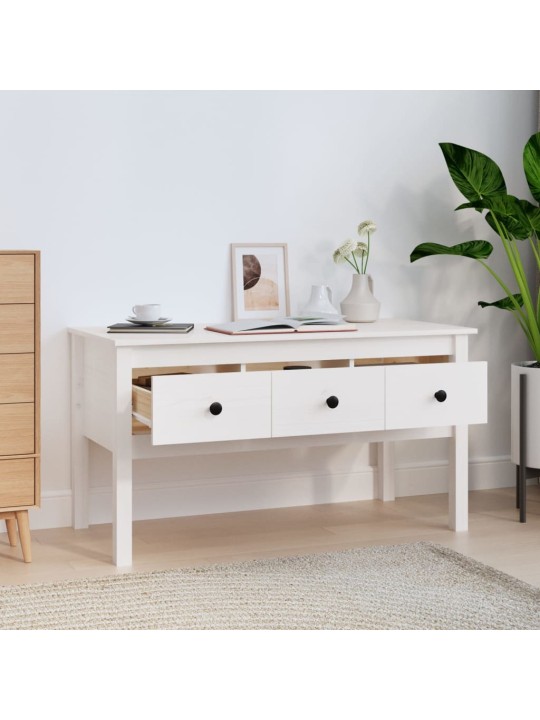 Konferenční stolek bílý 102 x 49 x 55 cm masivní borové dřevo