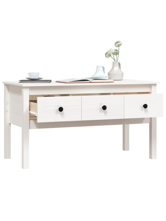 Konferenční stolek bílý 102 x 49 x 55 cm masivní borové dřevo
