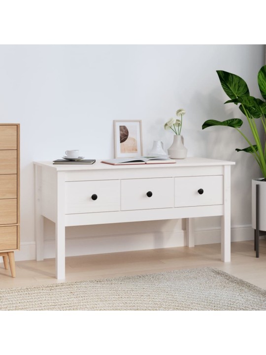 Konferenční stolek bílý 102 x 49 x 55 cm masivní borové dřevo