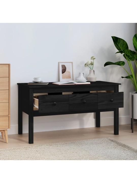 Konferenční stolek černý 102 x 49 x 55 cm masivní borové dřevo