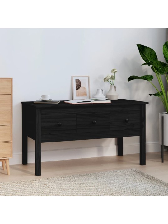 Konferenční stolek černý 102 x 49 x 55 cm masivní borové dřevo