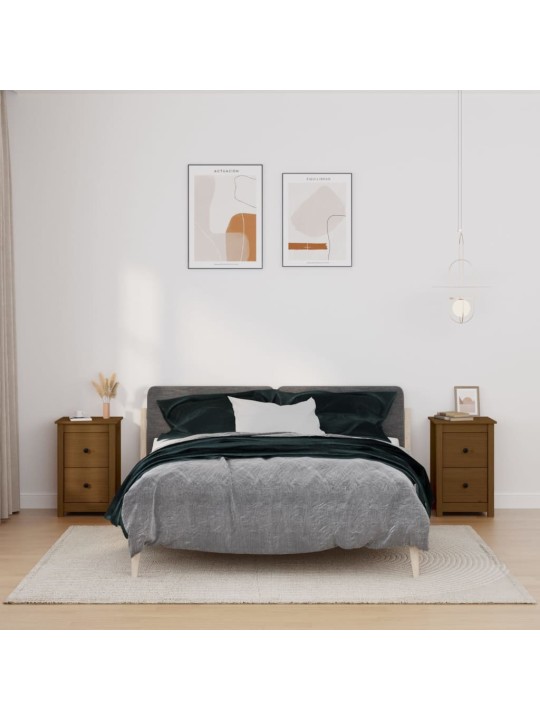 Noční stolky 2 ks medově hnědé 40x35x61,5 cm masivní borovice