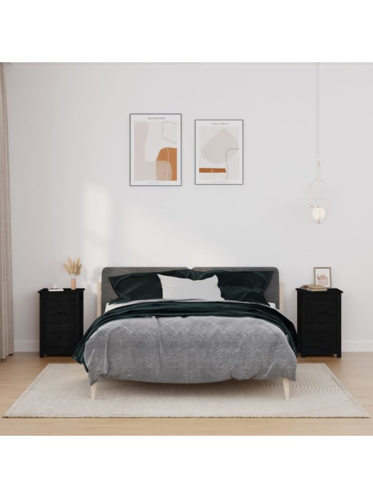 Noční stolky 2 ks Černá 40 x 35 x 61,5 cm masivní borové dřevo