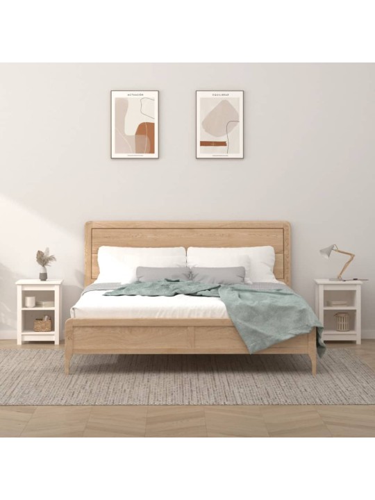 Noční stolky 2 ks bílé 40 x 35 x 55 cm masivní borové dřevo