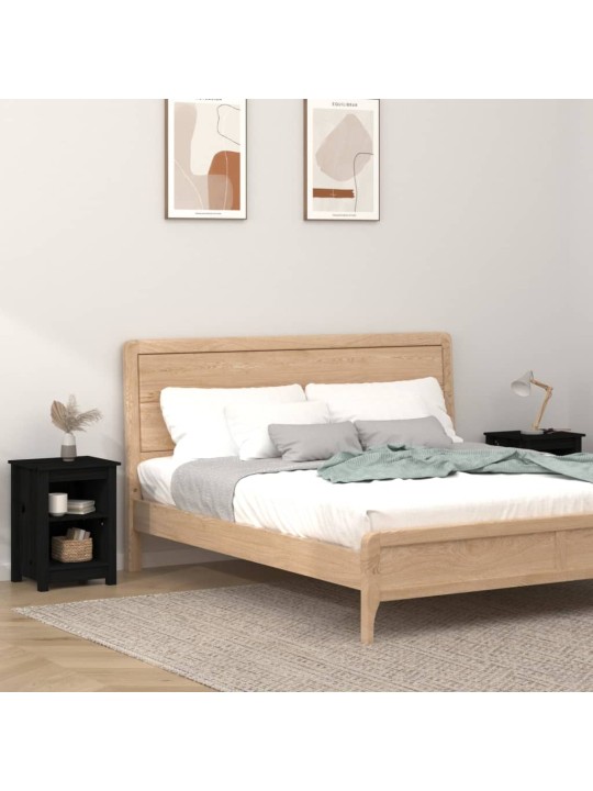 Noční stolky 2 ks černé 40 x 35 x 55 cm masivní borové dřevo