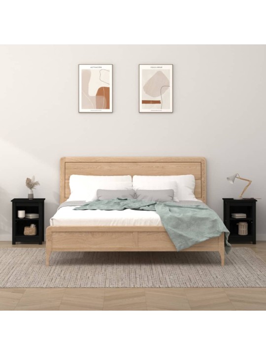 Noční stolky 2 ks černé 40 x 35 x 55 cm masivní borové dřevo