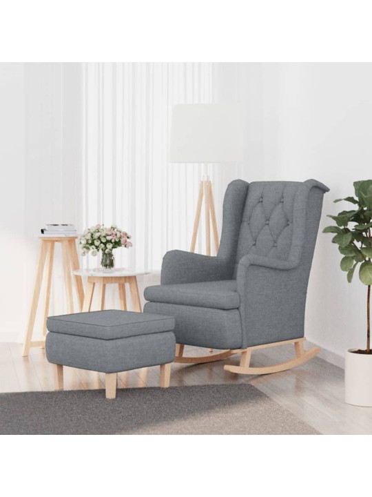 Houpací křeslo se stoličkou světle šedé textil