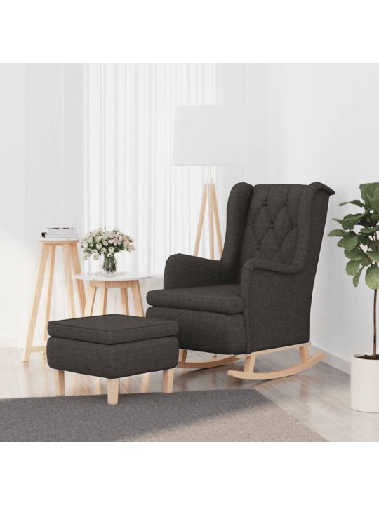 Houpací křeslo se stoličkou tmavě šedé textil