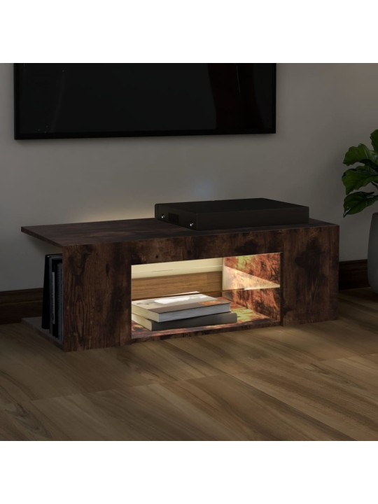 TV skříňka s LED osvětlením kouřový dub 90 x 39 x 30 cm