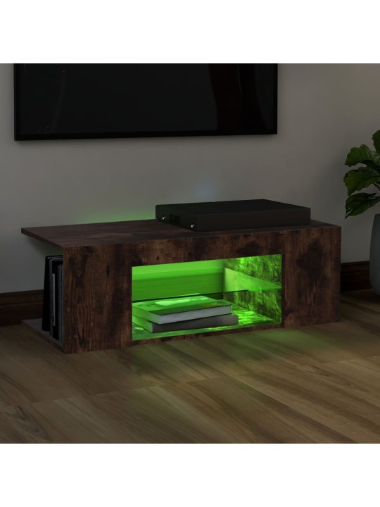 TV skříňka s LED osvětlením kouřový dub 90 x 39 x 30 cm