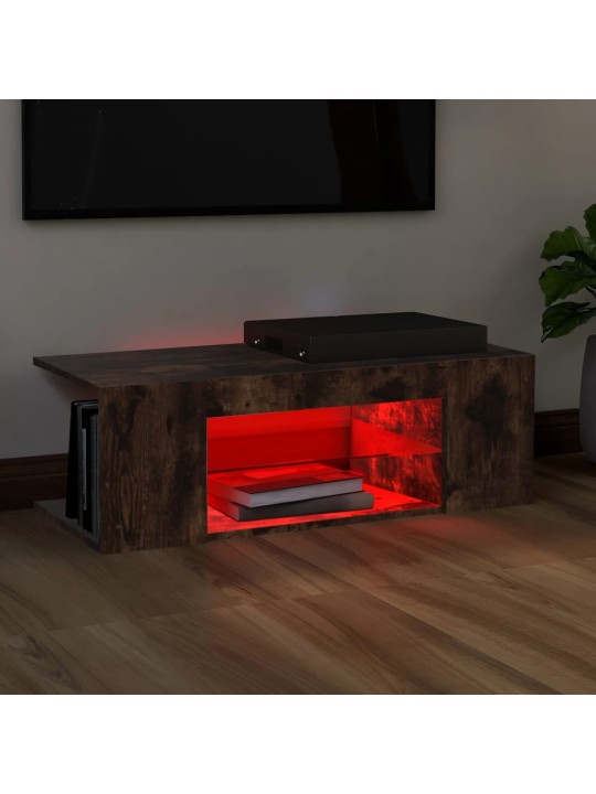 TV skříňka s LED osvětlením kouřový dub 90 x 39 x 30 cm