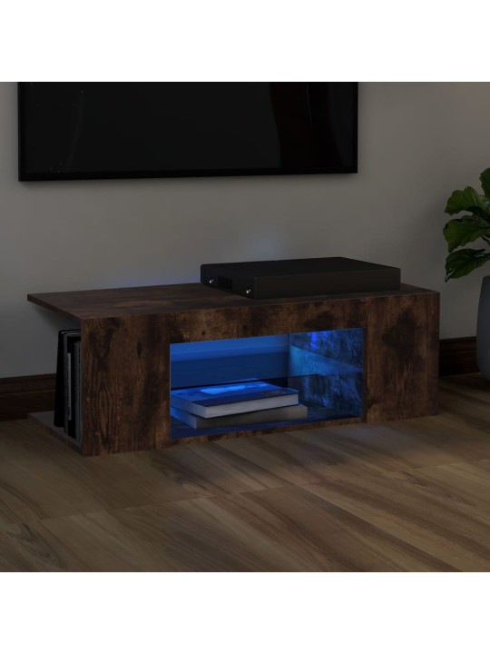 TV skříňka s LED osvětlením kouřový dub 90 x 39 x 30 cm