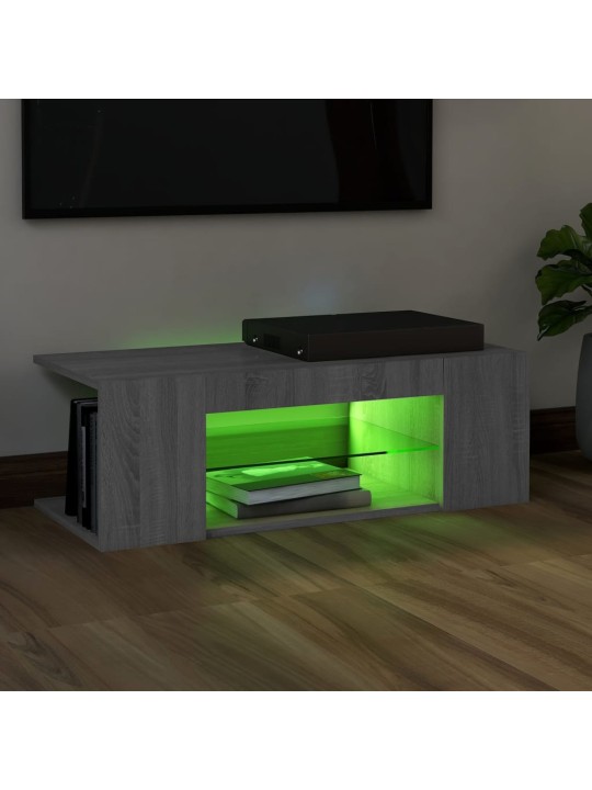 TV skříňka s LED osvětlením šedá sonoma 90 x 39 x 30 cm