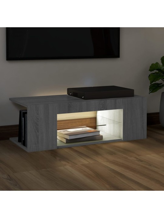 TV skříňka s LED osvětlením šedá sonoma 90 x 39 x 30 cm