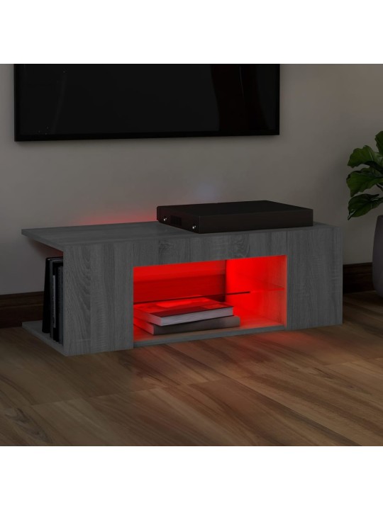 TV skříňka s LED osvětlením šedá sonoma 90 x 39 x 30 cm