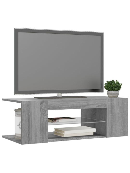 TV skříňka s LED osvětlením šedá sonoma 90 x 39 x 30 cm