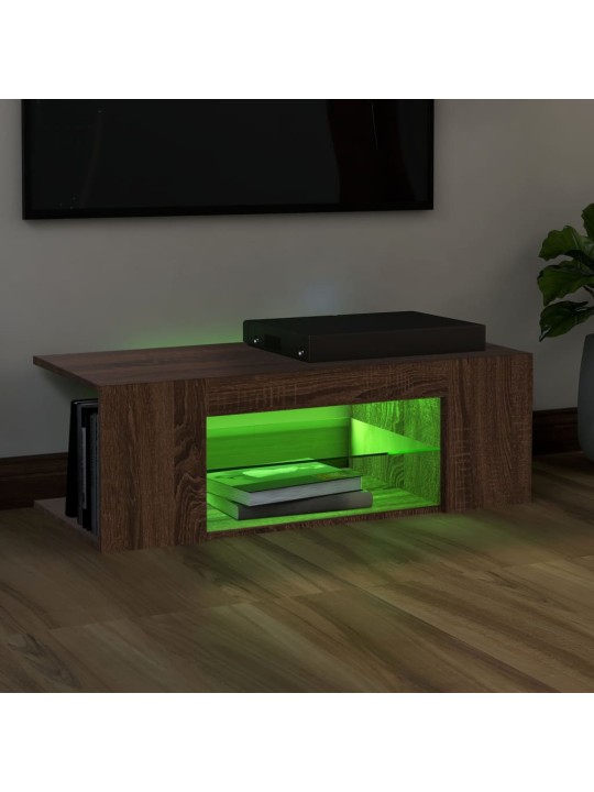 TV skříňka s LED osvětlením hnědý dub 90 x 39 x 30 cm