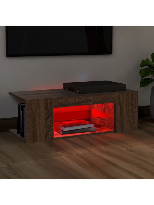 TV skříňka s LED osvětlením hnědý dub 90 x 39 x 30 cm
