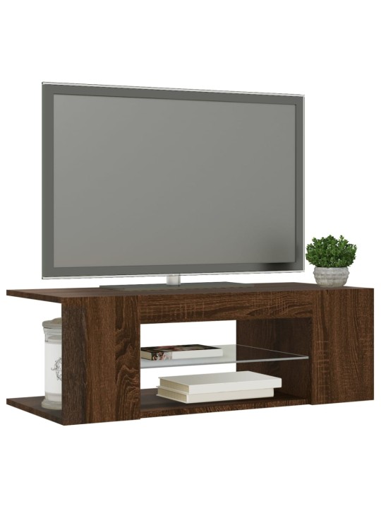 TV skříňka s LED osvětlením hnědý dub 90 x 39 x 30 cm