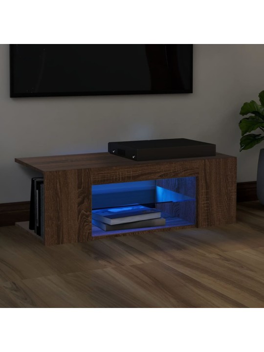 TV skříňka s LED osvětlením hnědý dub 90 x 39 x 30 cm