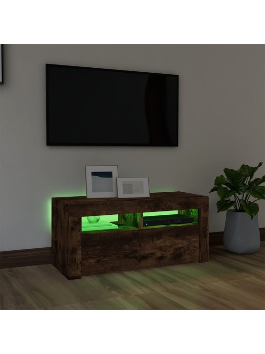 TV skříňka s LED osvětlením kouřový dub 90 x 35 x 40 cm