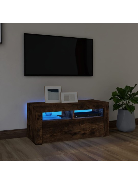 TV skříňka s LED osvětlením kouřový dub 90 x 35 x 40 cm
