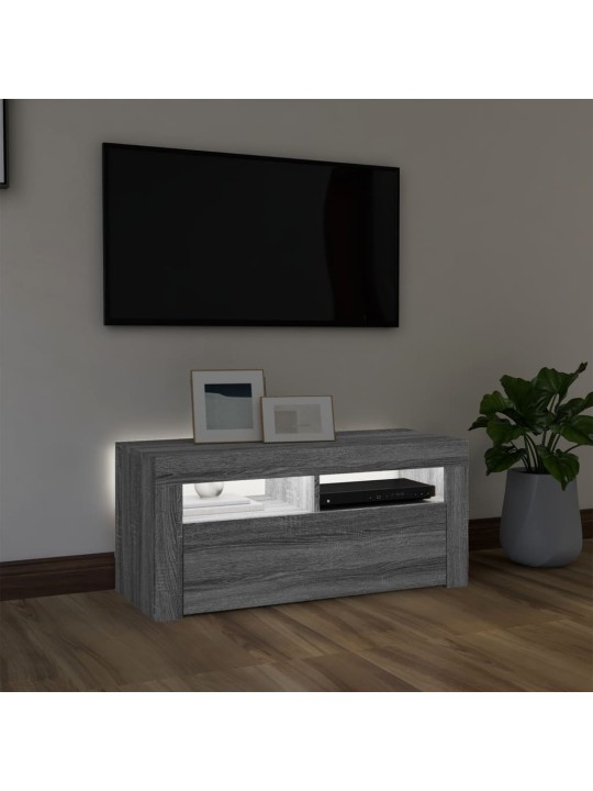 TV skříňka s LED osvětlením šedá sonoma 90 x 35 x 40 cm