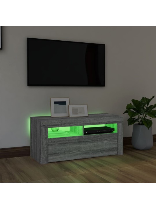 TV skříňka s LED osvětlením šedá sonoma 90 x 35 x 40 cm