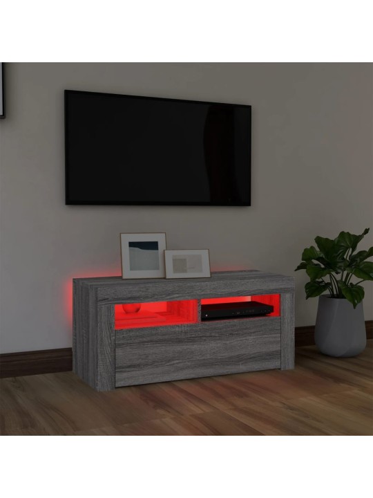 TV skříňka s LED osvětlením šedá sonoma 90 x 35 x 40 cm