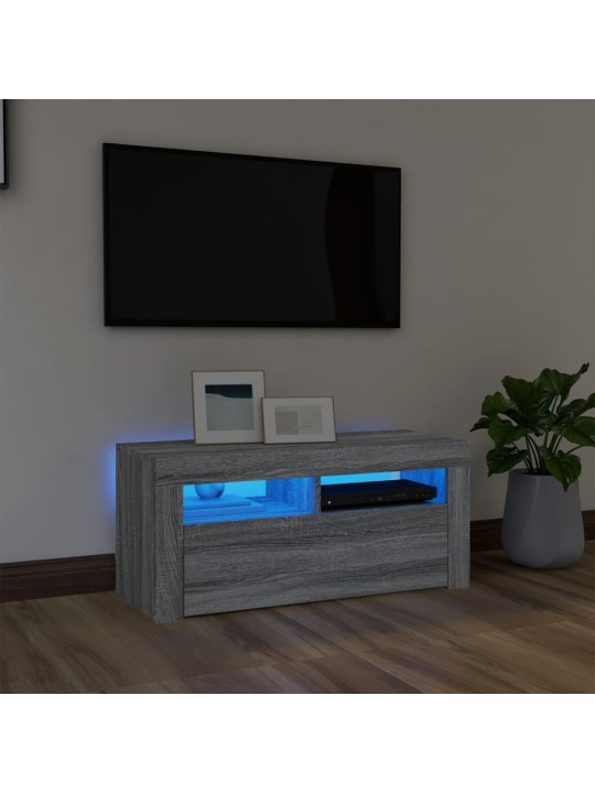 TV skříňka s LED osvětlením šedá sonoma 90 x 35 x 40 cm