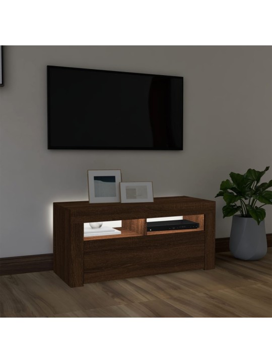 TV skříňka s LED osvětlením hnědý dub 90 x 35 x 40 cm