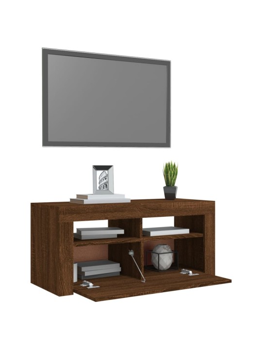 TV skříňka s LED osvětlením hnědý dub 90 x 35 x 40 cm