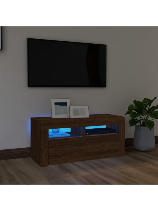 TV skříňka s LED osvětlením hnědý dub 90 x 35 x 40 cm