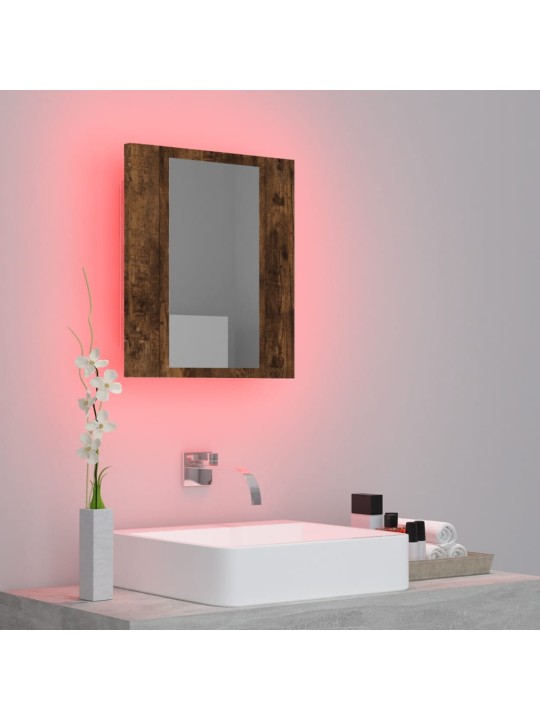 Zrcadlová skříňka s LED kouřový dub 40x12x45cm kompozitní dřevo
