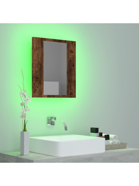 Zrcadlová skříňka s LED kouřový dub 40x12x45cm kompozitní dřevo