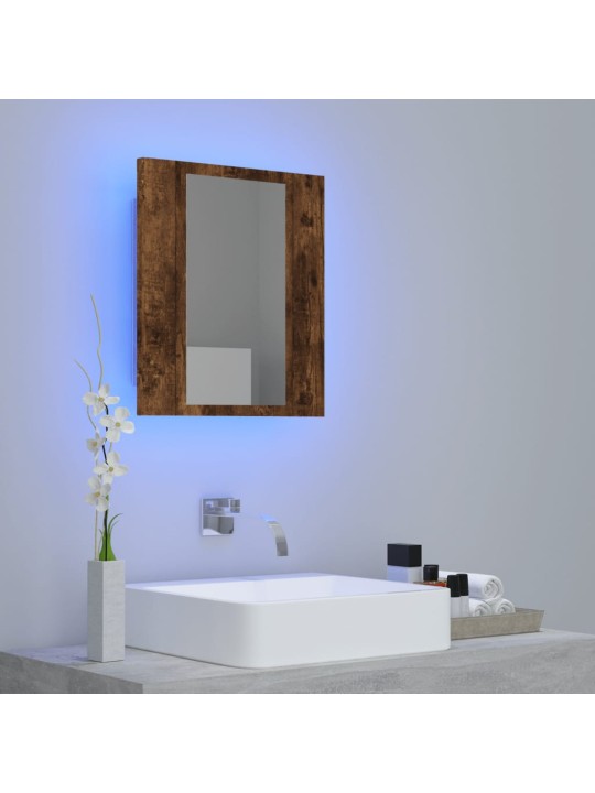Zrcadlová skříňka s LED kouřový dub 40x12x45cm kompozitní dřevo