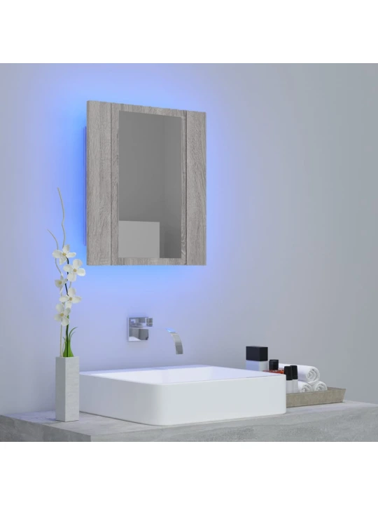 Zrcadlová skříňka LED šedá sonoma 40x12x45 cm kompozitní dřevo