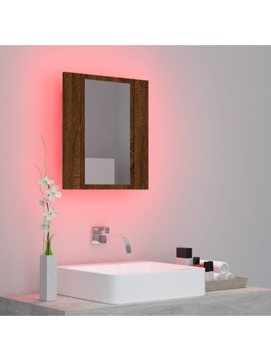 Zrcadlová skříňka s LED hnědý dub 40x12x45 cm kompozitní dřevo