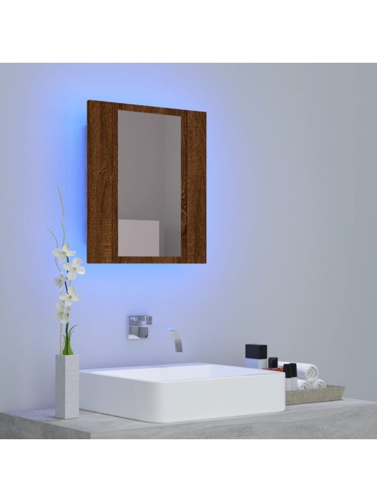 Zrcadlová skříňka s LED hnědý dub 40x12x45 cm kompozitní dřevo