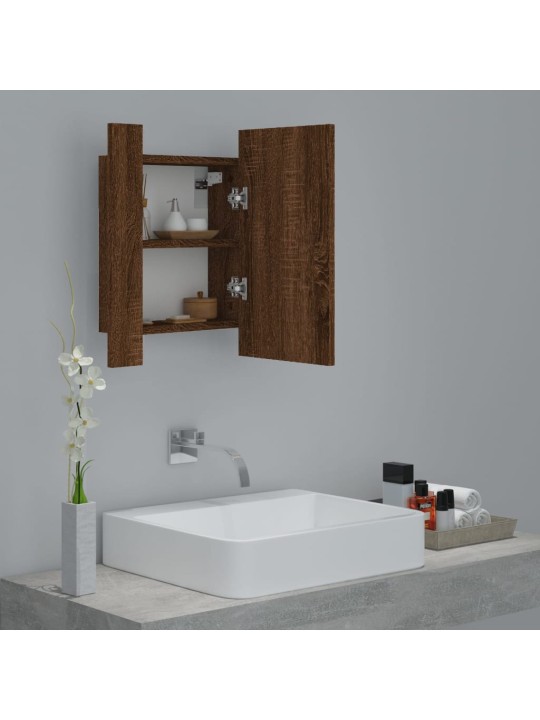 Zrcadlová skříňka s LED hnědý dub 40x12x45 cm kompozitní dřevo