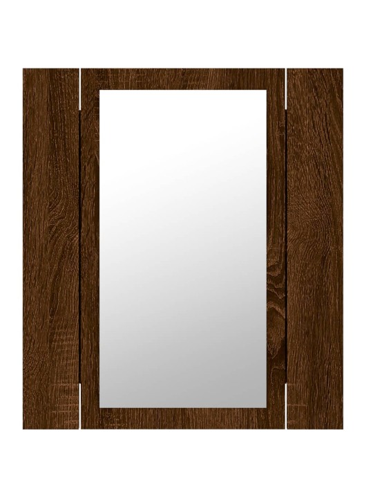 Zrcadlová skříňka s LED hnědý dub 40x12x45 cm kompozitní dřevo