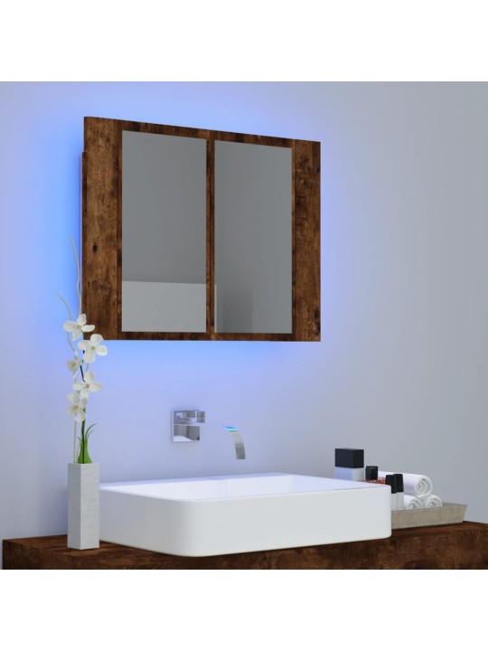 Zrcadlová skříňka s LED kouřový dub 60x12x45cm kompozitní dřevo