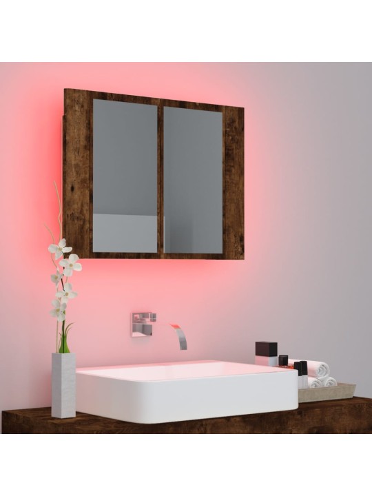 Zrcadlová skříňka s LED kouřový dub 60x12x45cm kompozitní dřevo