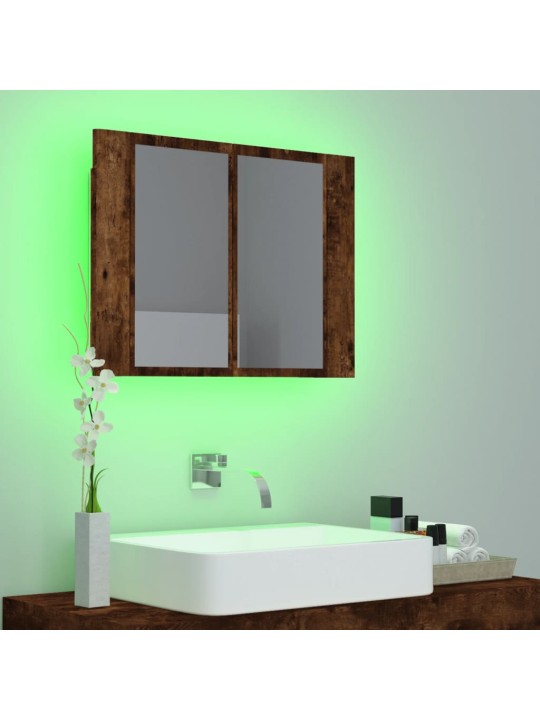 Zrcadlová skříňka s LED kouřový dub 60x12x45cm kompozitní dřevo