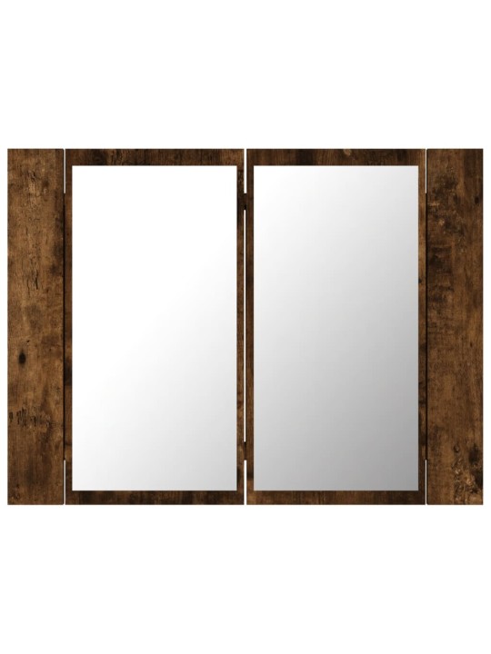 Zrcadlová skříňka s LED kouřový dub 60x12x45cm kompozitní dřevo