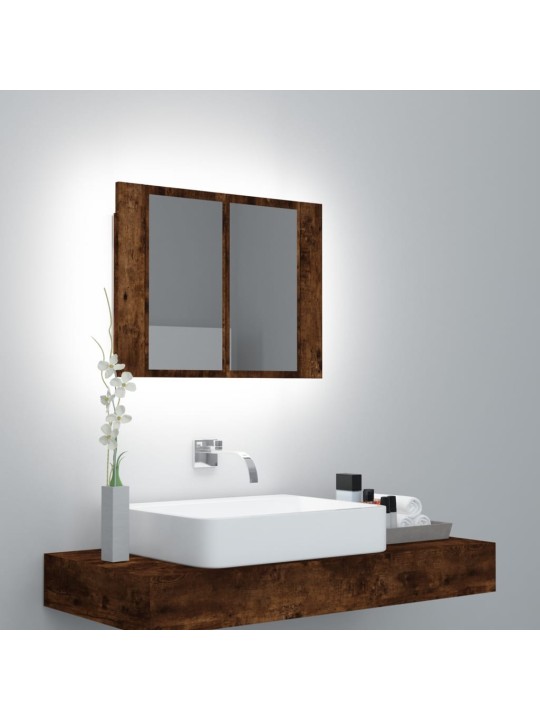 Zrcadlová skříňka s LED kouřový dub 60x12x45cm kompozitní dřevo