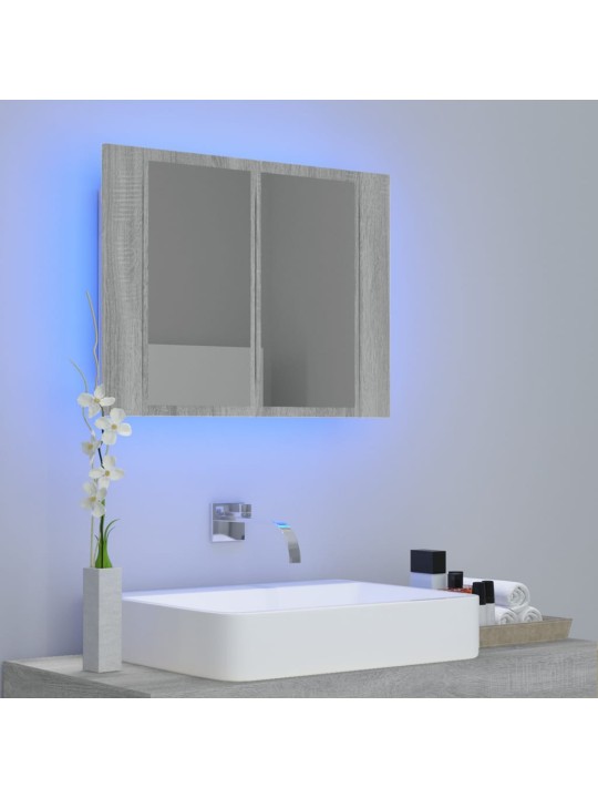 Zrcadlová skříňka s LED šedá sonoma 60x12x45cm kompozitní dřevo